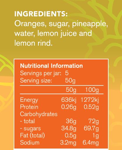 Sarina Sugar Shed Chunky Marmalade (Pineapple/Orange) 250ml
